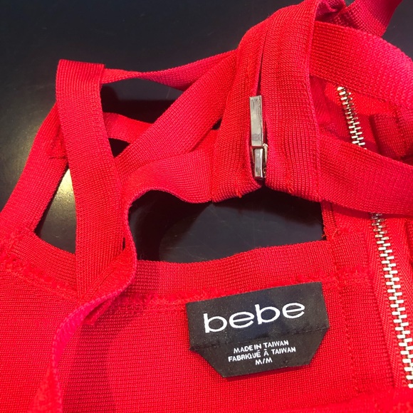 RED BANDAGE BEBE DRESS SIZED MEDIUM - Picture 5 of 7